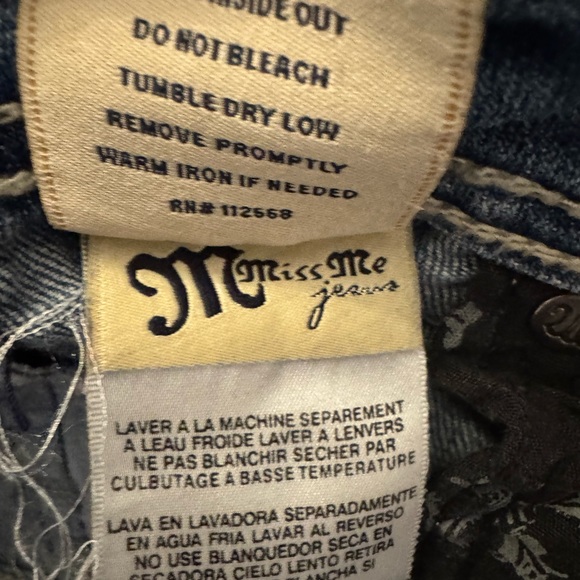 Miss Me Blue Boot Cut Jeans with Rhinestone Embellishments - Picture 8 of 11